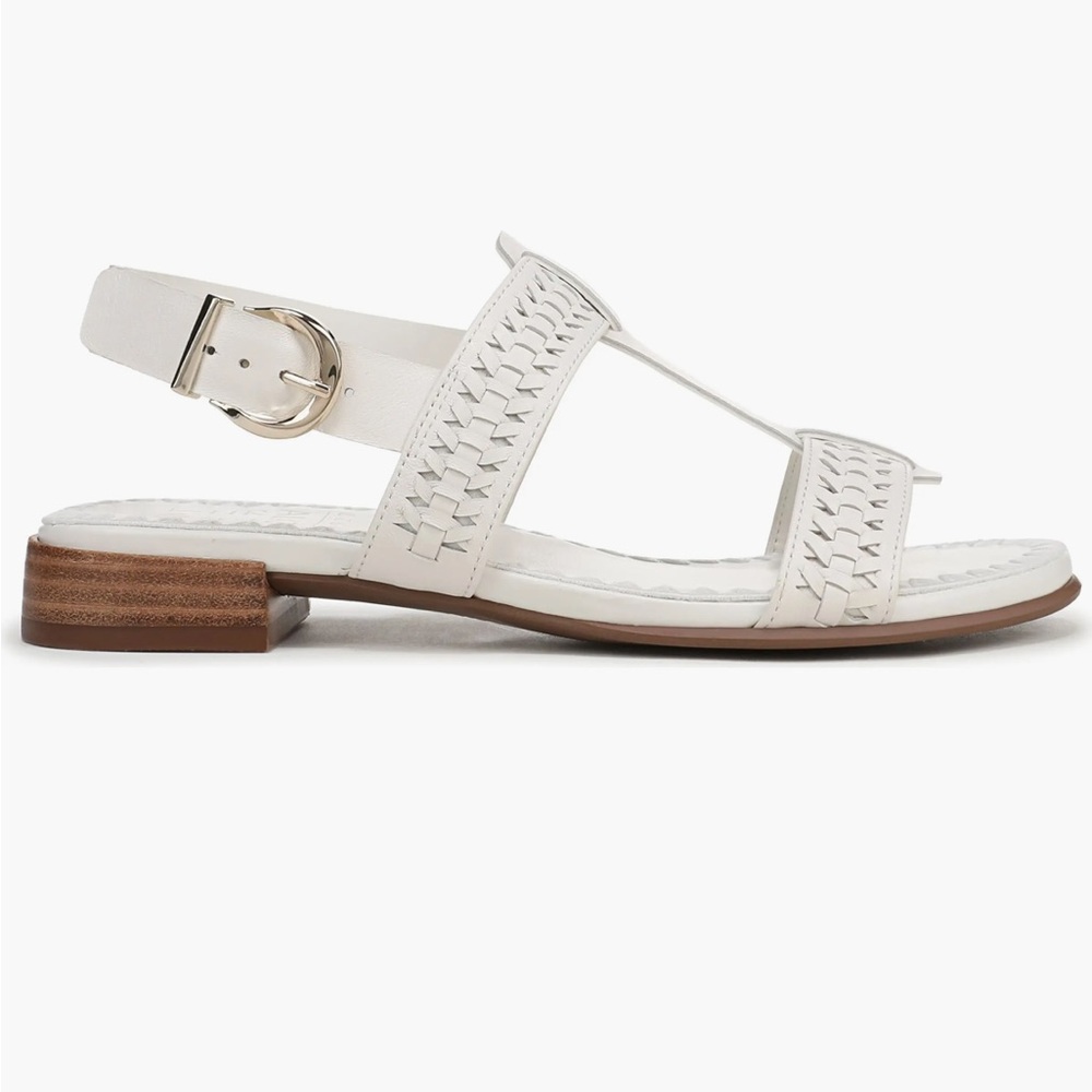 Naturalizer Warm White Woven Leather Slingback Sandals size 10 Wide Width